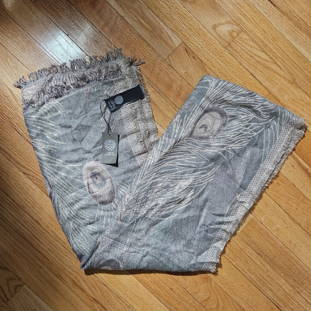 NWT Vince Camuto Peacock Rayon Afghan 72x21" Shawl